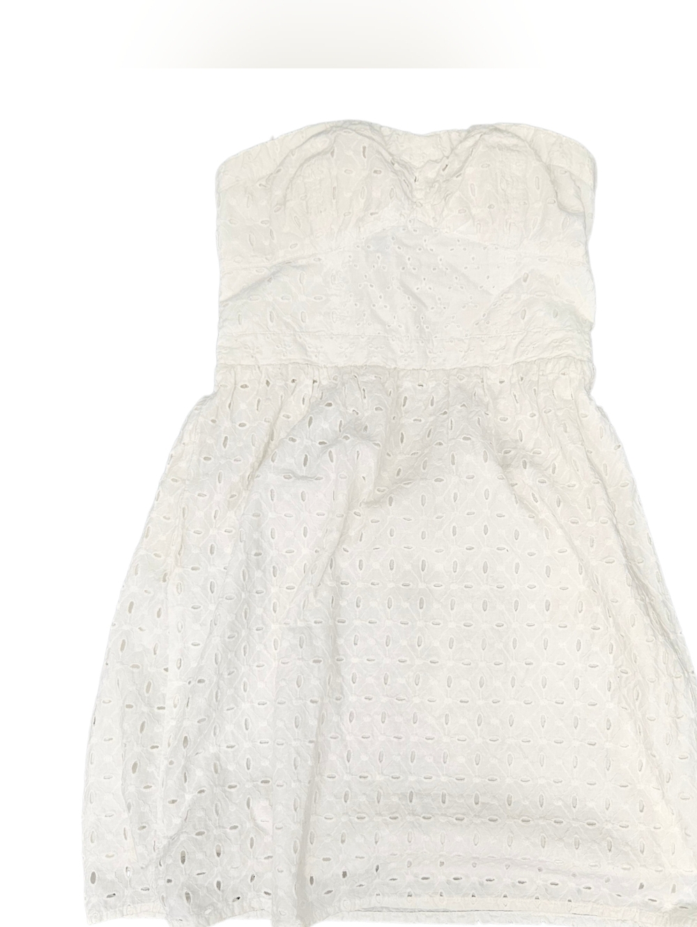 American Eagle Outfitters AEO White Ivory Strapless Smocked Eyelet Dress Size 0